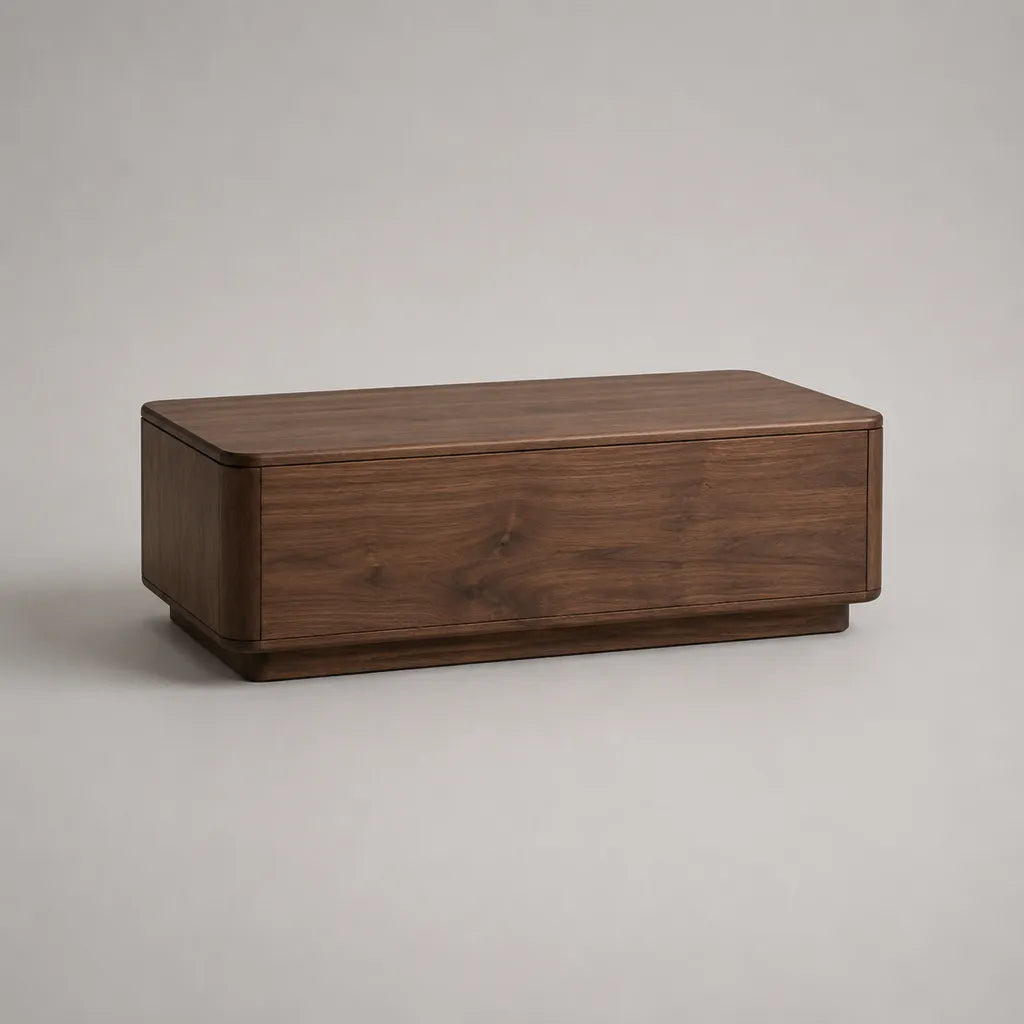 Rechteckiger Couchtisch mit Stauraum aus MDF mit Walnussfurnier, Walnussbraun, 120 x 60 x 40 cm