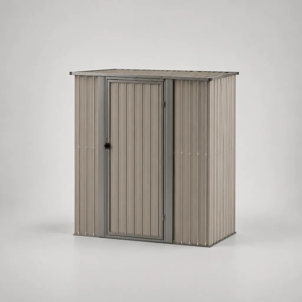 Metallgerätehaus aus verzinktem Stahl mit Pultdach und Einzeltür, Taupe und Anthrazit, 180 × 100 × 190 cm