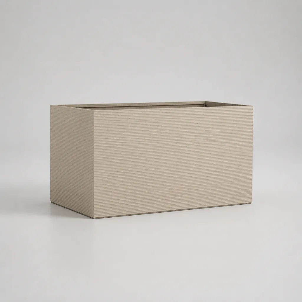 Rechteckiger Pflanzkübel aus glasfaserverstärktem Kunststoff, Beige, 80 × 40 × 50 cm