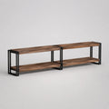 TV-Lowboard-Set, 2-teilig, aus Spanplatte und Stahl, Braun/Schwarz, je 110 × 30 × 45 cm