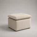 Quadratischer Fußhocker und Sitzhocker aus Polyester-Cord mit Schaumstoffpolster, Creme, 48 × 48 × 46 cm