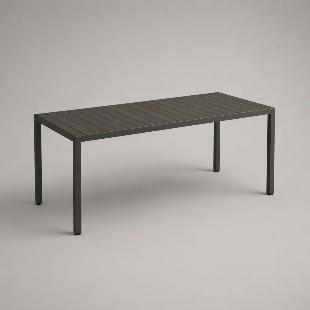 Rechteckiger Gartentisch aus pulverbeschichtetem Aluminium, Anthrazit, 180 × 90 × 75 cm