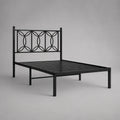 Metallbett mit Kopfteil und integrierter Matratzenauflage, Schwarz, Liegefläche 140 × 200 cm, Gesamtmaß 205 × 145 × 110 cm