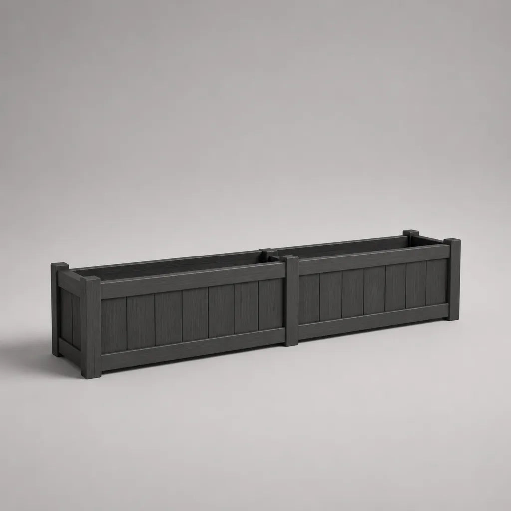 2-teiliges Pflanzkasten-Set aus Polypropylen, rechteckig, Anthrazit, je 80 × 40 × 40 cm