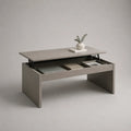 Rechteckiger Couchtisch mit Liftfunktion aus melaminbeschichteter Spanplatte und Stahl, Taupe/Schwarz, 100 x 50 x 45–58 cm