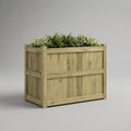 Rechteckiger Pflanzkasten aus Holz, hellbraun mit grünlichem Farbton, 120 × 60 × 90 cm